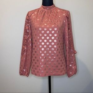 G by Giuliana Long Sleeve Shimmer Dot Blouse